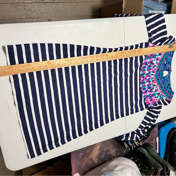 Lilly Pulitzer Bay Dress Bright Navy Island Medallion Stripe XXS L1 - Picture 7 of 8